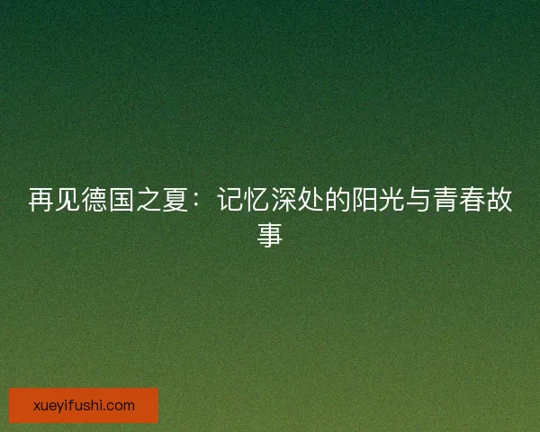再见德国之夏：记忆深处的阳光与青春故事